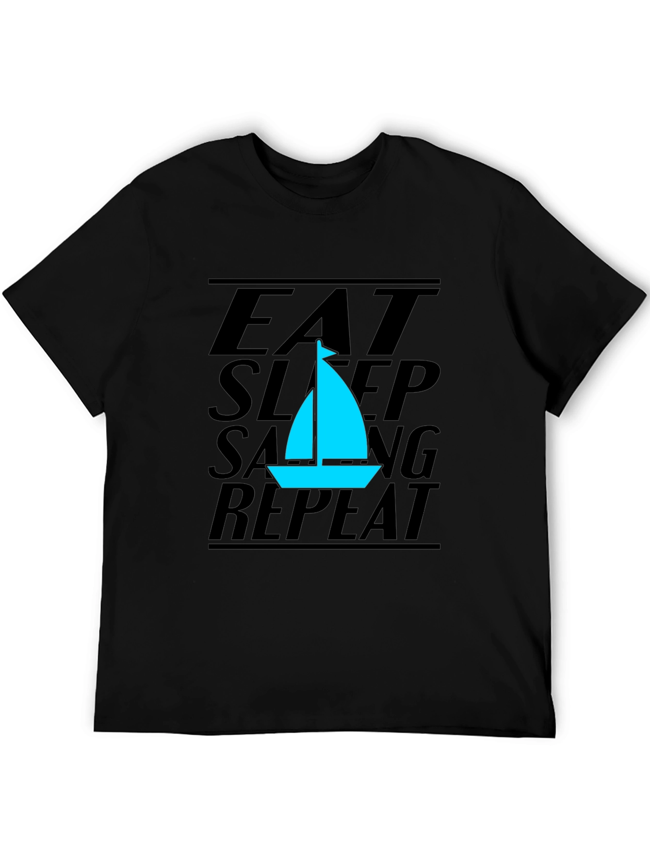 Black Eat Sleep Sailing Repeat Black T-Shirt view 5