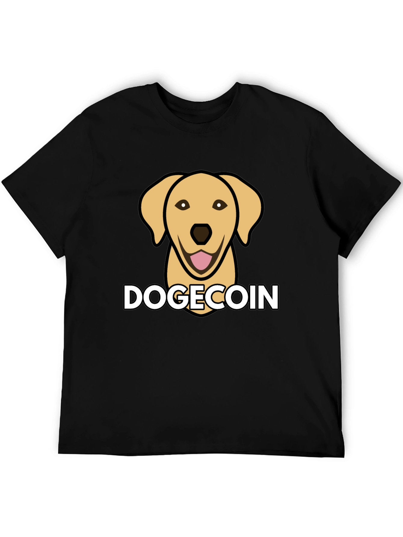 Black Dogecoin Dog Head Black T-Shirt view 5