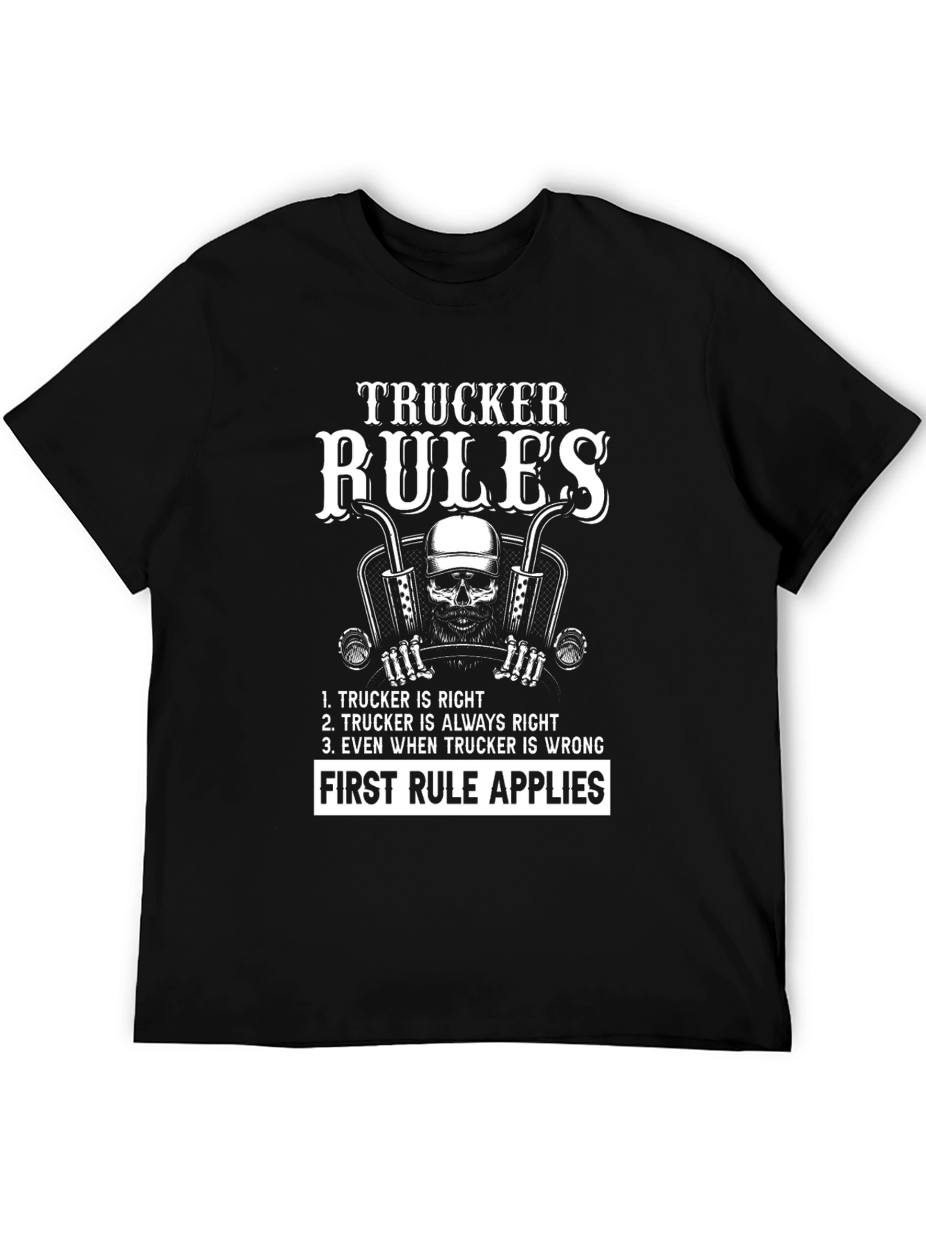 Black Trucker Rules T-Shirt - Funny Truck Driver Tee view 5