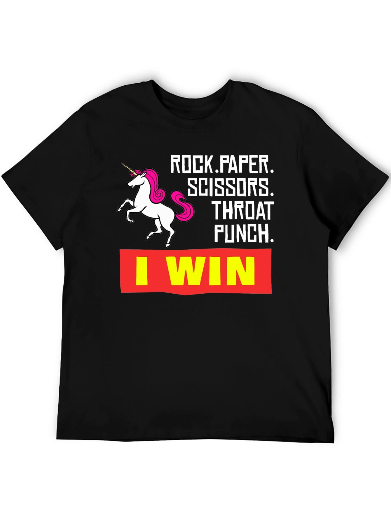 Black Rock Paper Scissors Throat Punch I Win T-Shirt view 5