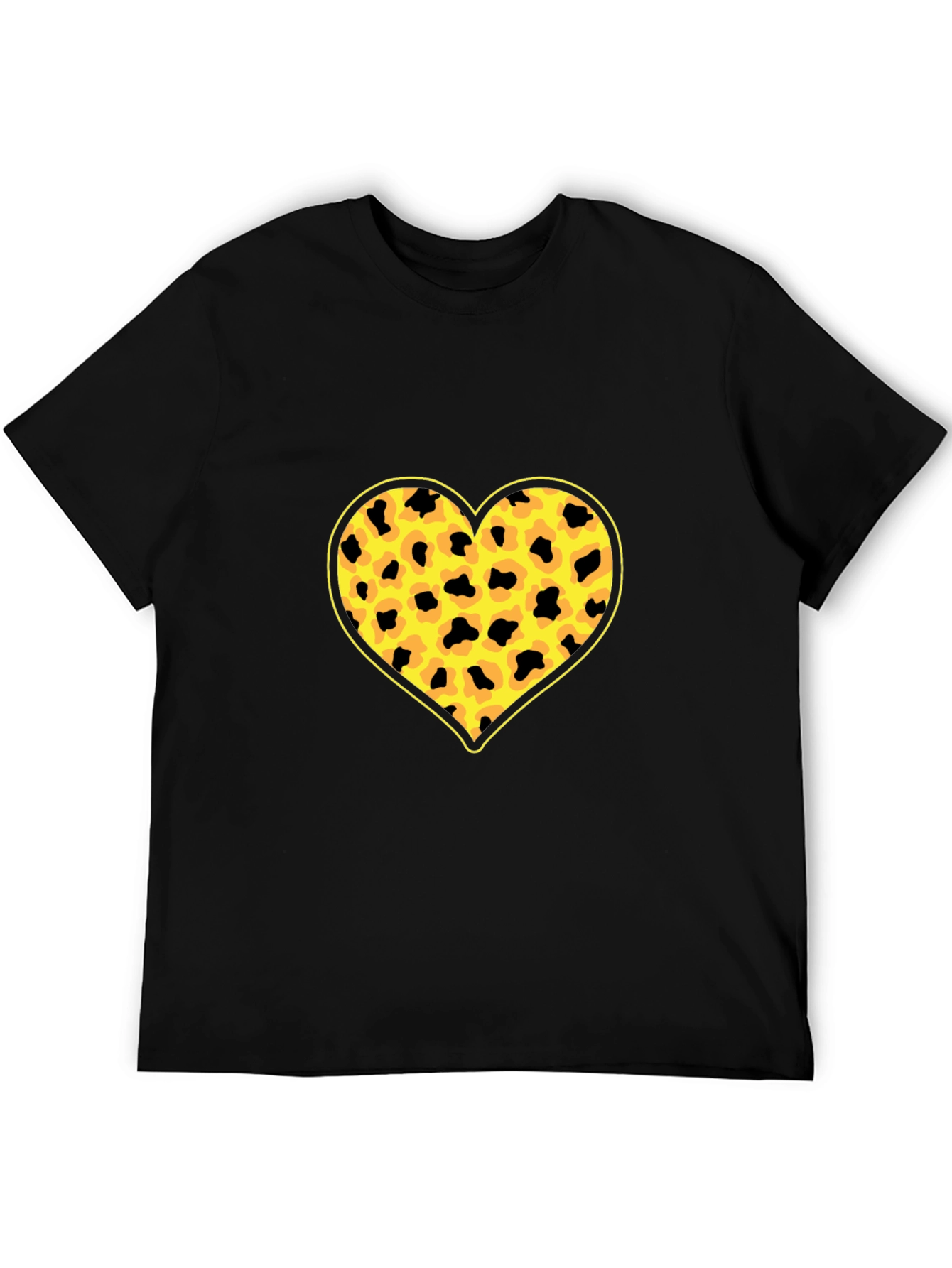 Black Leopard Heart Print Black T-Shirt view 5