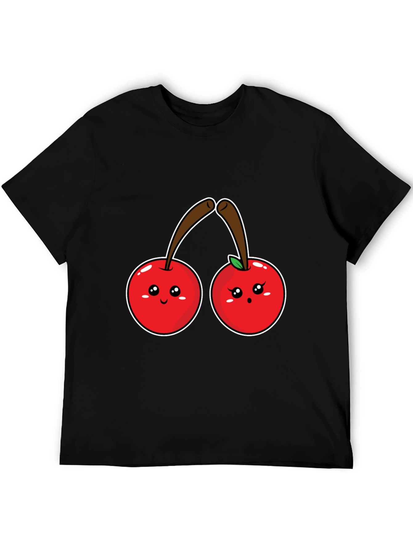 Black Cute Cherry Graphic Black Tee Shirt view 5
