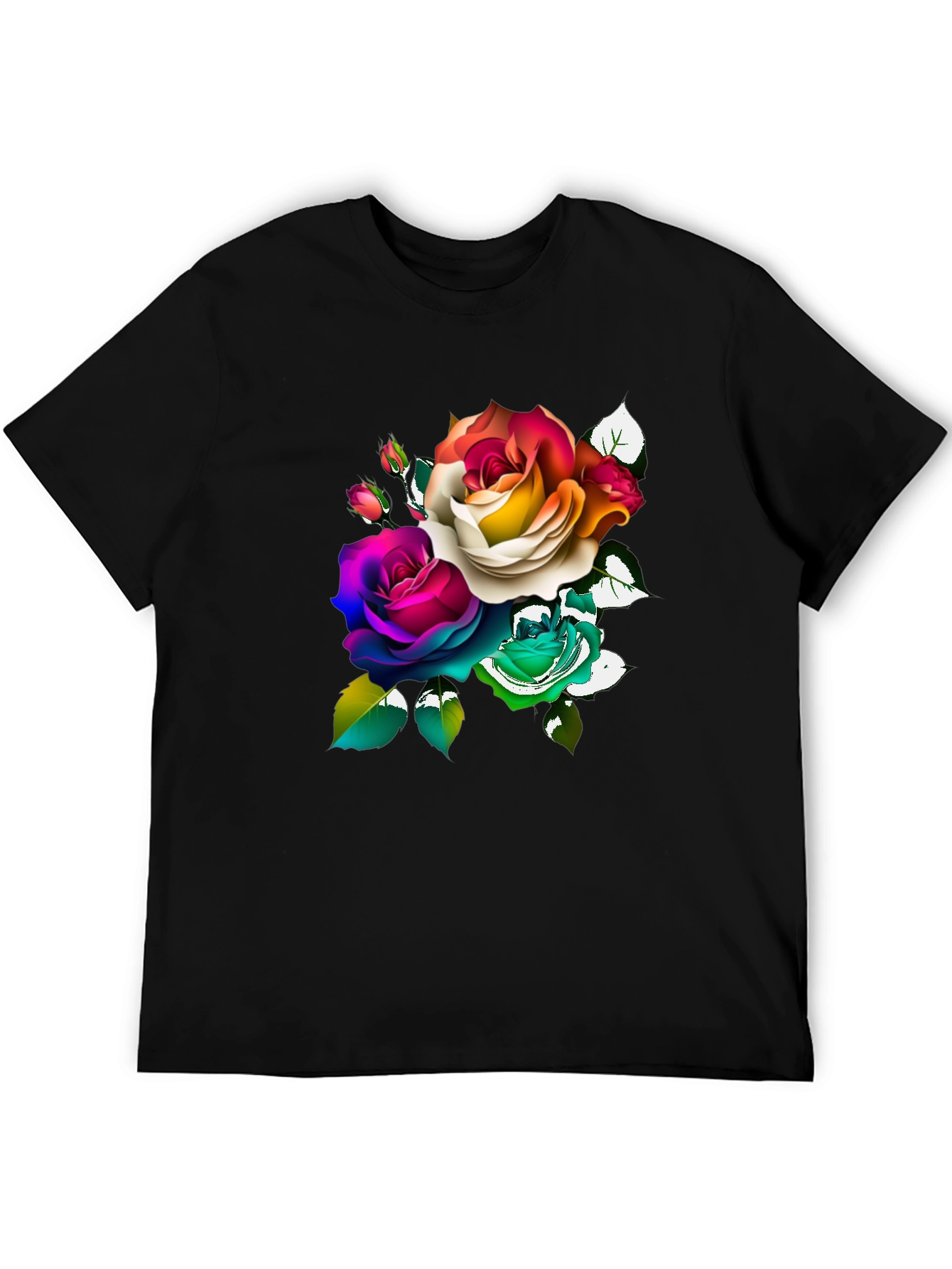Black Floral Graphic Black T-Shirt view 5