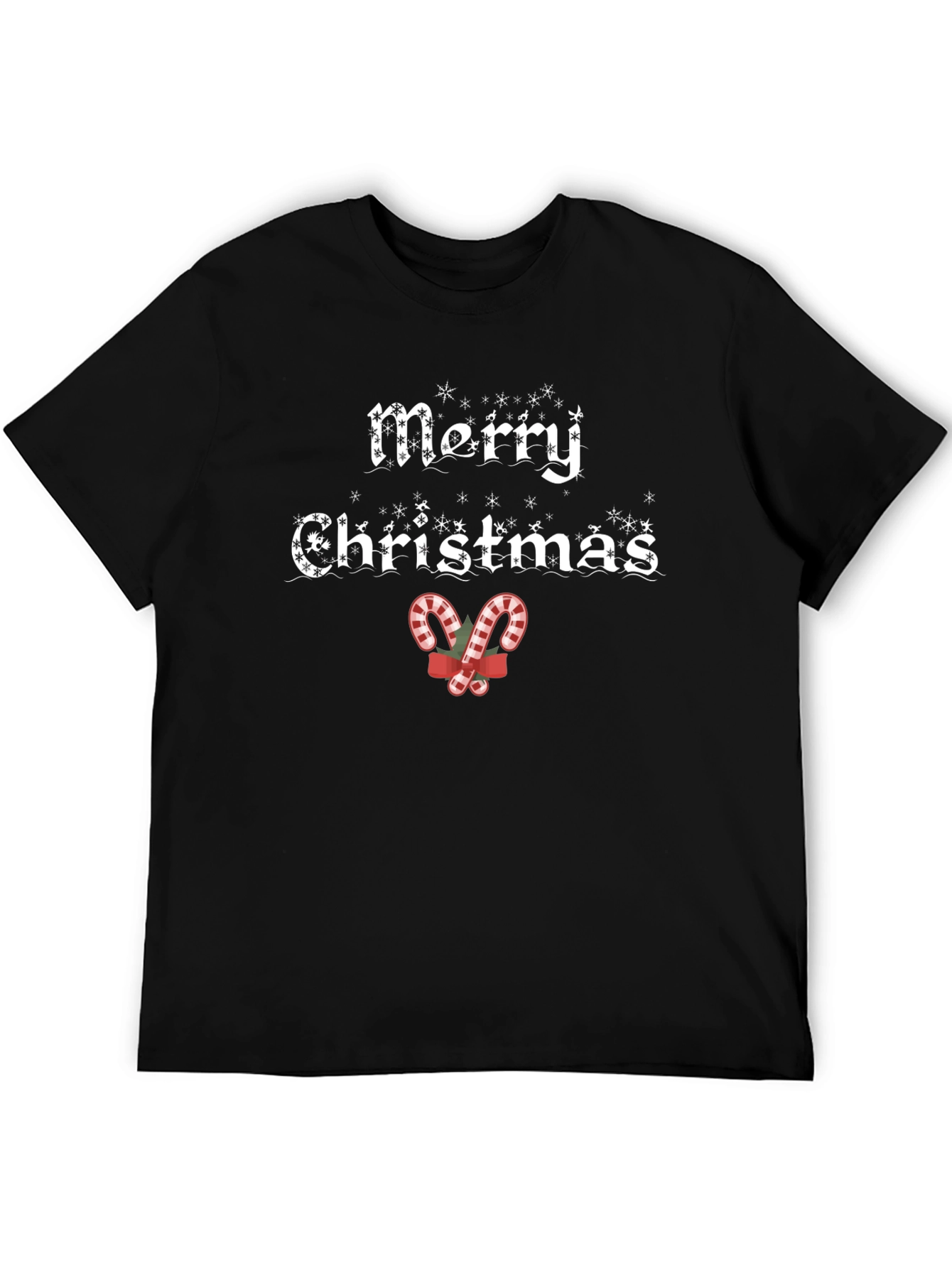 Black Merry Christmas Candy Cane T-Shirt view 5