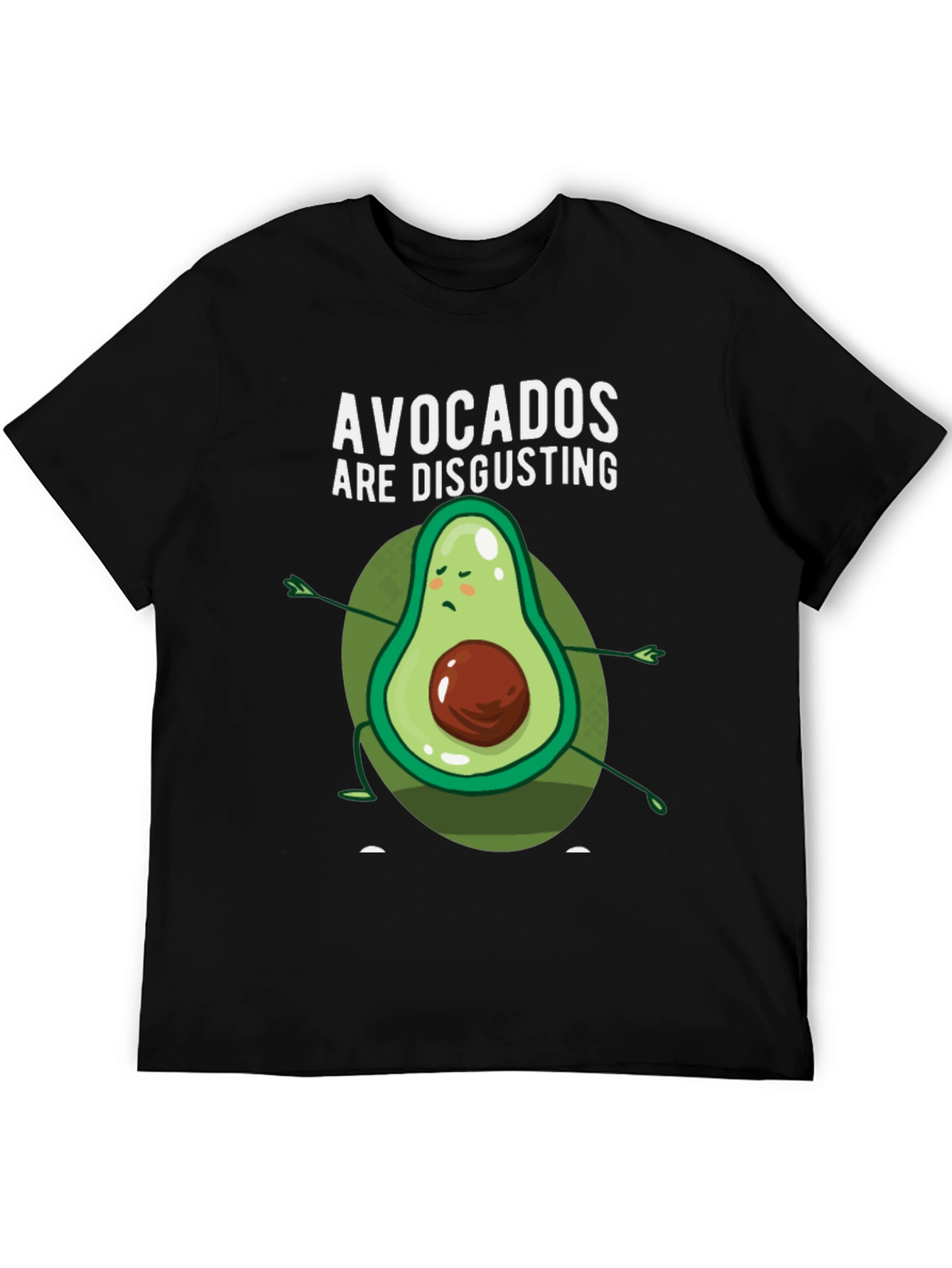 Black Funny Avocado Graphic Tee - 'Avocados Are Disgusting' T-Shirt view 5