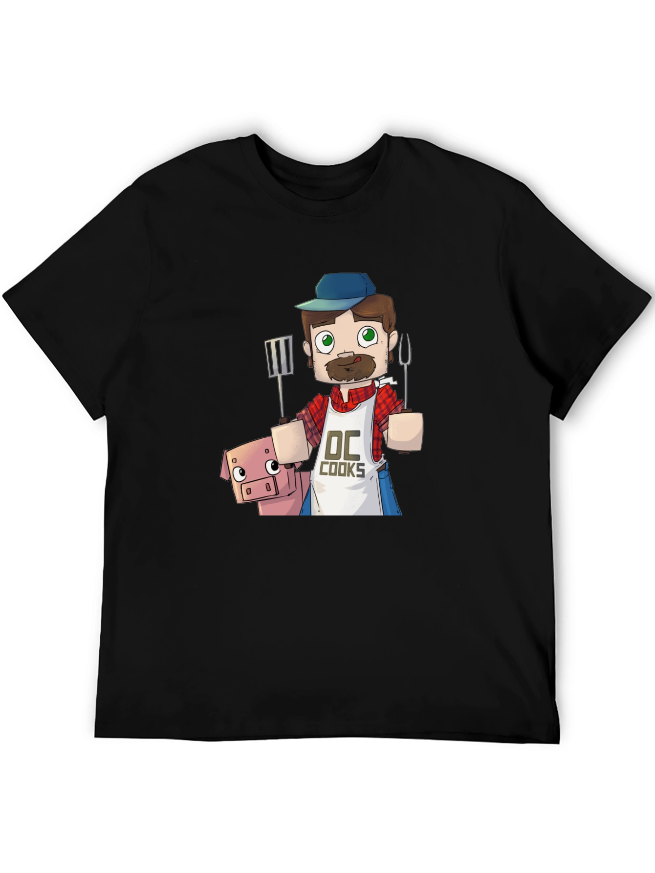 Black BBQ Chef and Pig Graphic Tee view 5