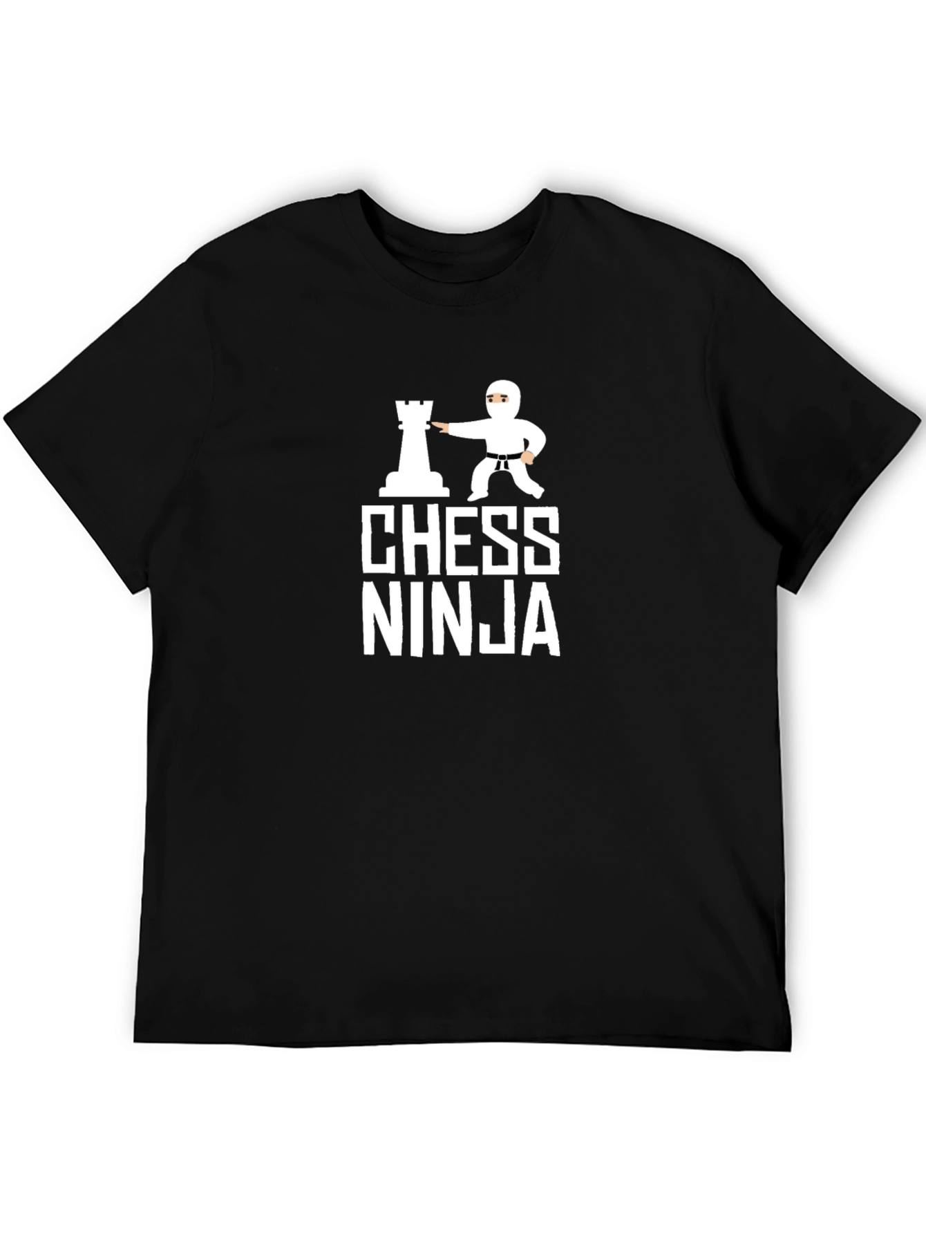Black Chess Ninja Graphic T-Shirt - Black Cotton Tee view 5