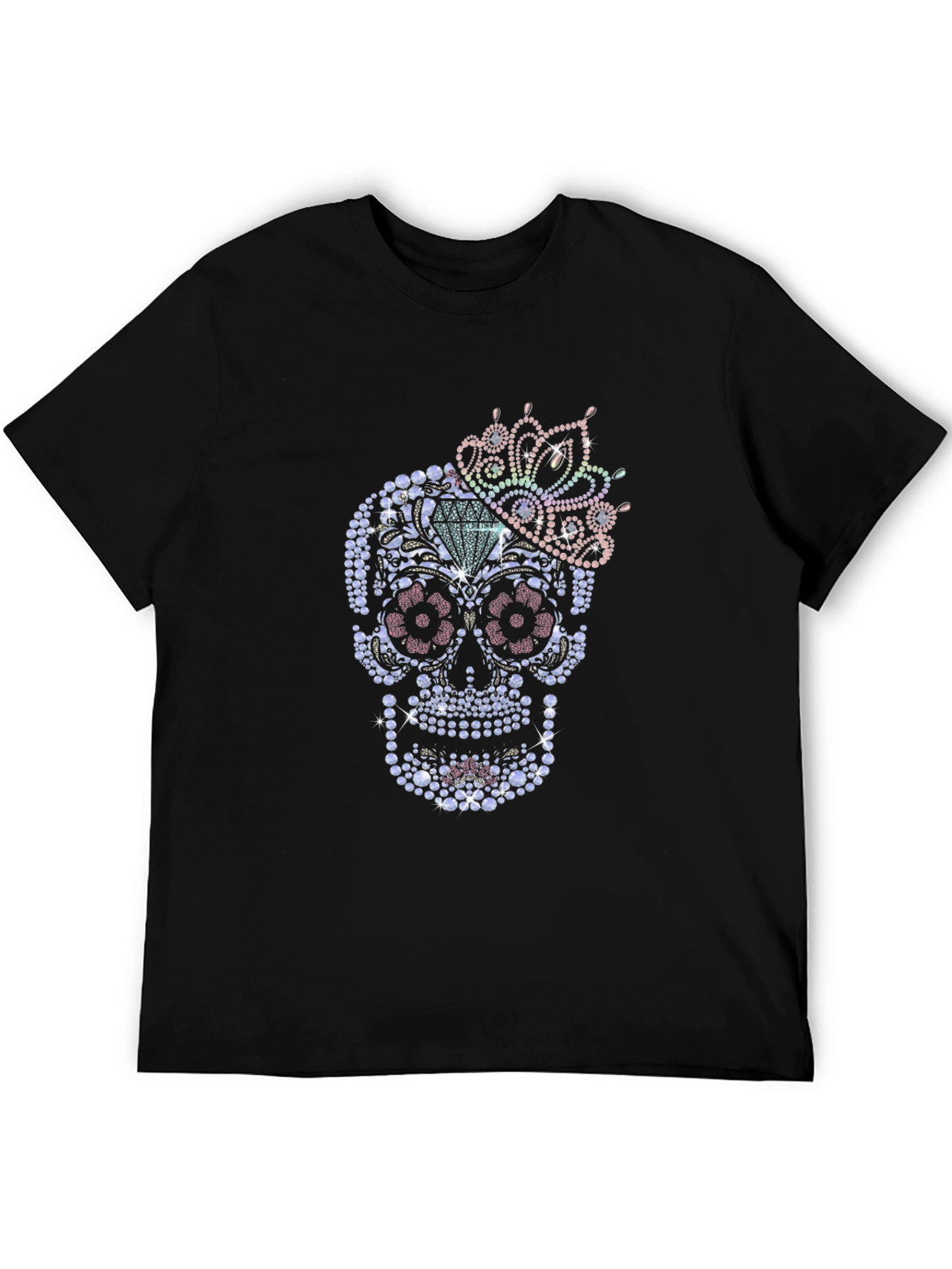 Black Rhinestone Sugar Skull Graphic T-Shirt - Mens view 5