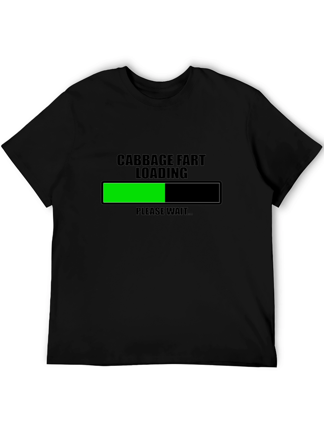 Black Cabbage Fart Loading Funny Graphic T-Shirt view 5