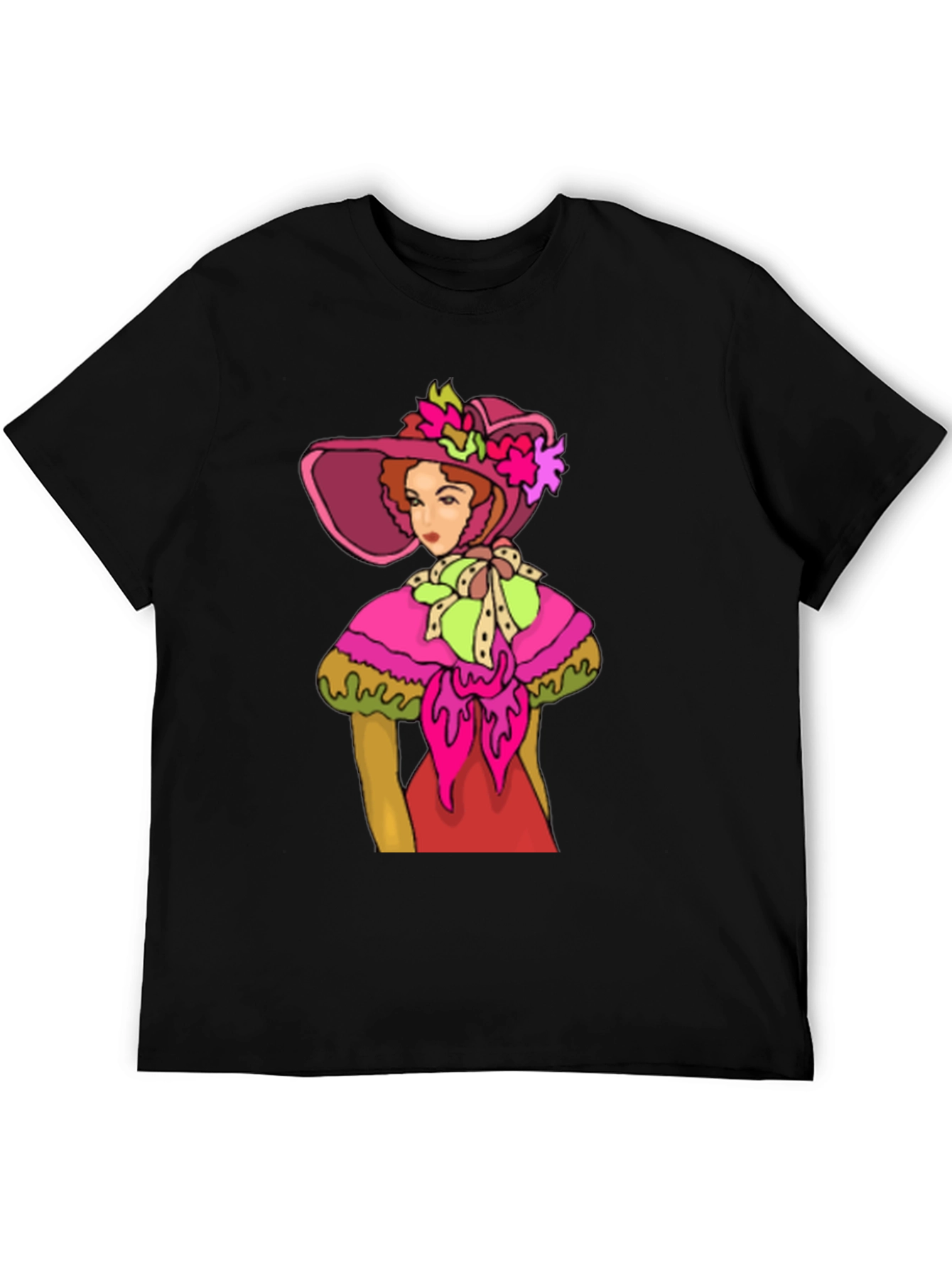 Black Vintage Lady Tee: Chic Retro Style view 5