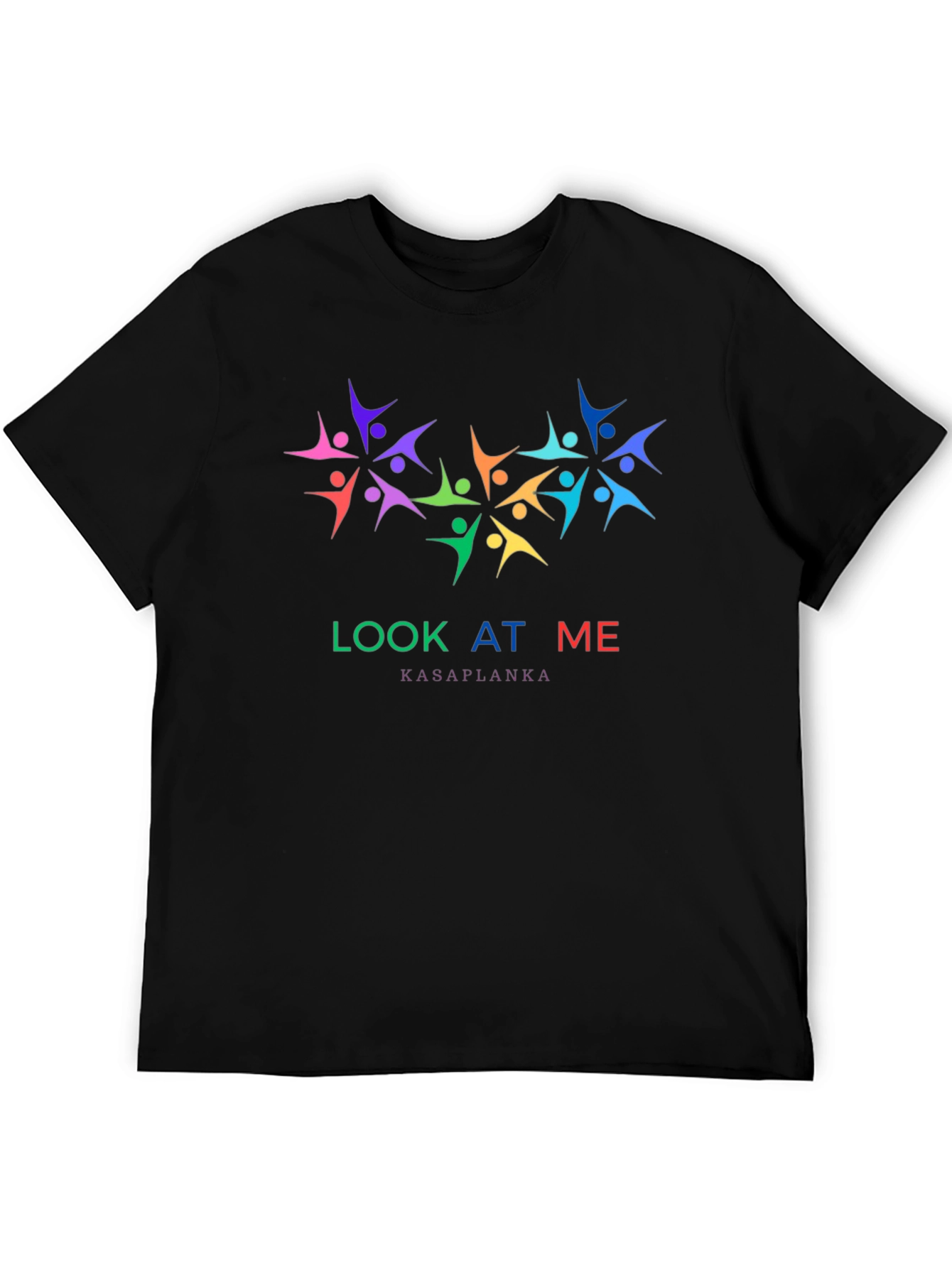 Black Colorful 'Look At Me' Graphic Black Tee view 5