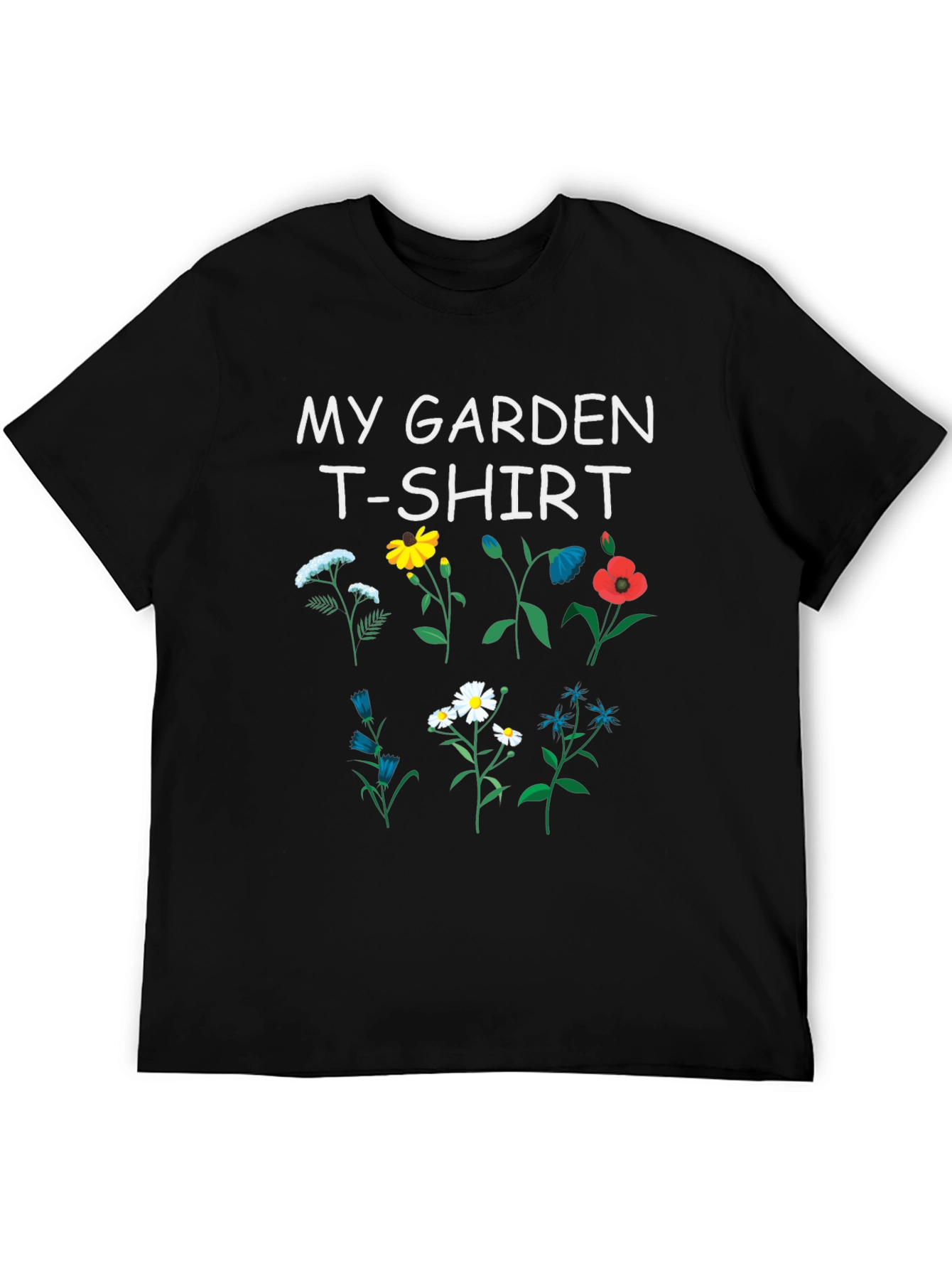 Black My Garden T-Shirt: Floral Design view 5