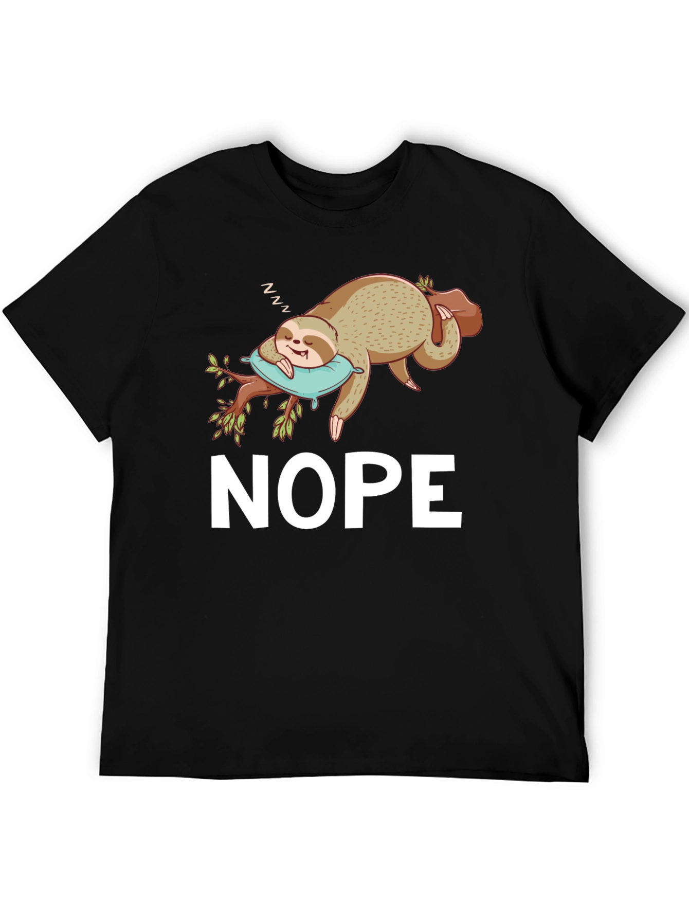 Black Nope Sloth T-Shirt - Sleepy & Funny view 5