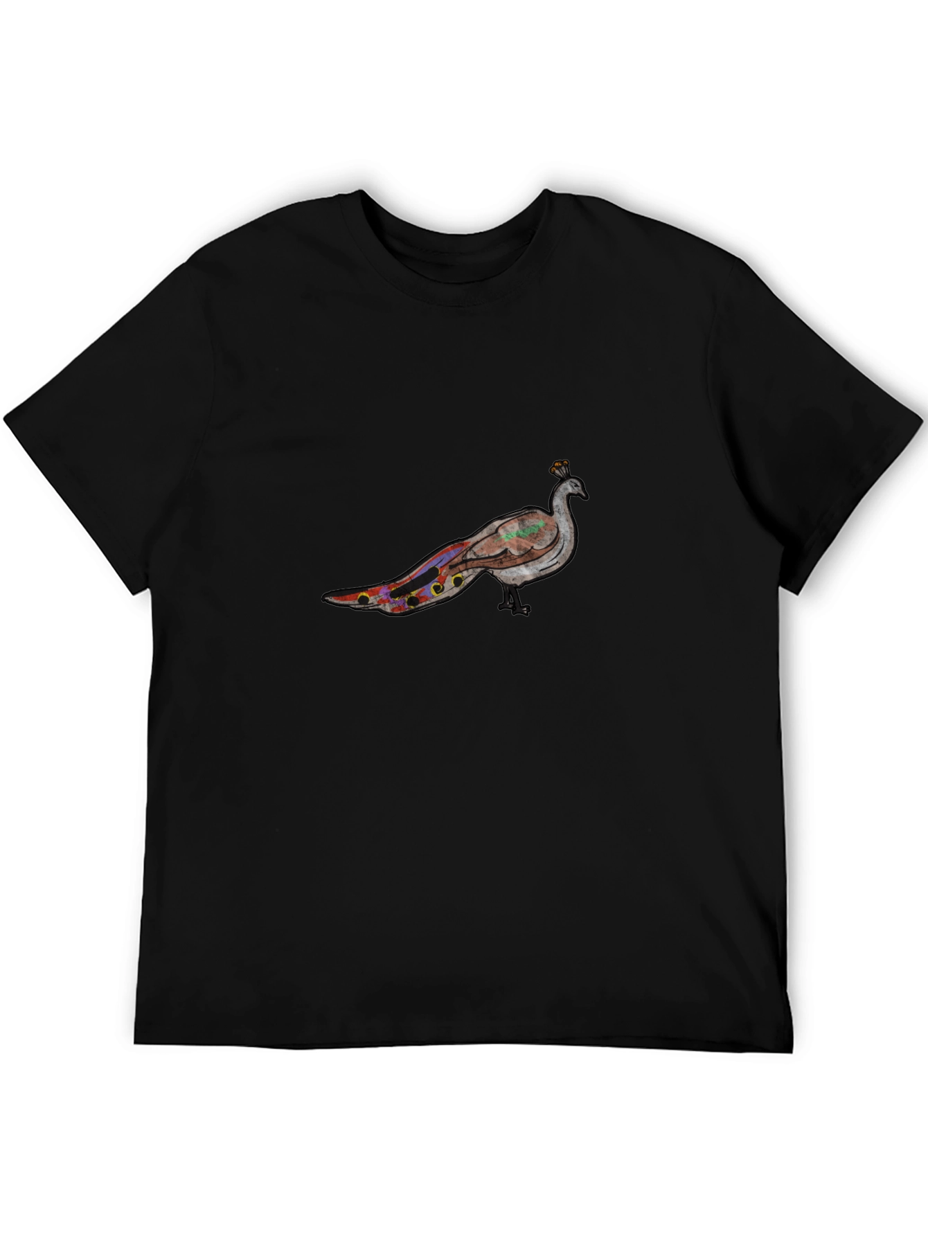 Black Peacock Graphic Black T-Shirt view 5