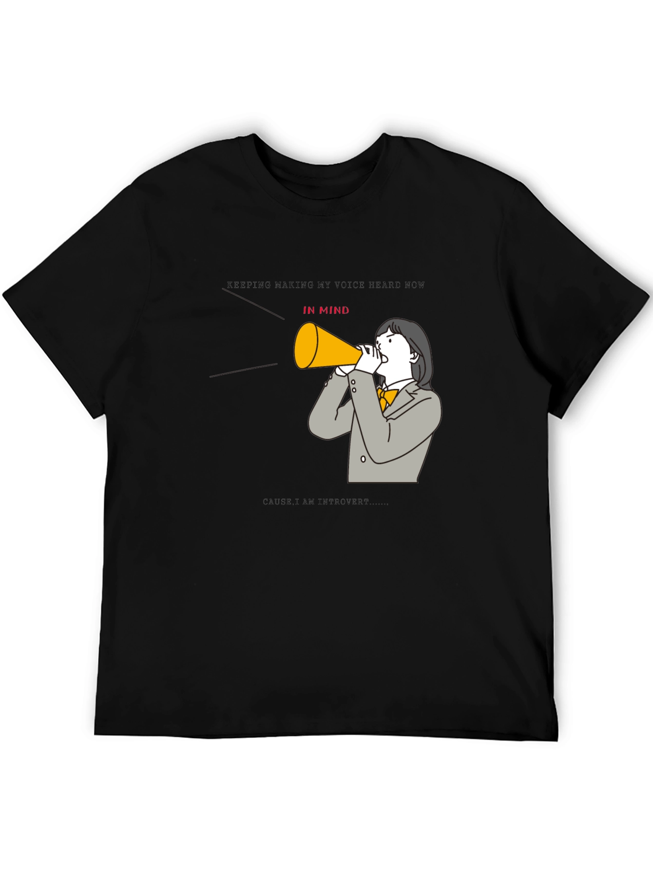 Black Introvert Voice T-Shirt - Hear Me Now view 5