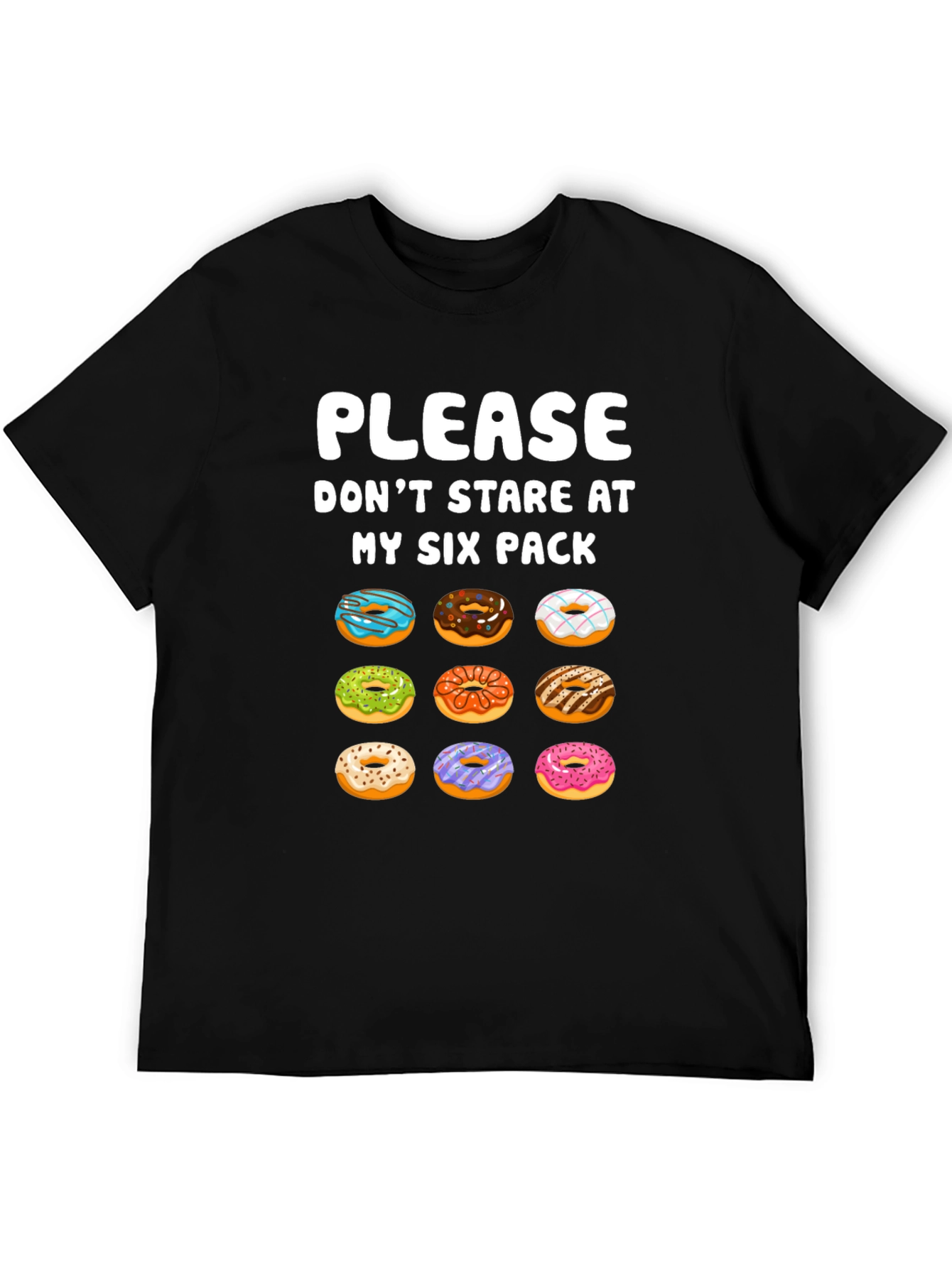 Black Funny Donut Six Pack T-Shirt view 5