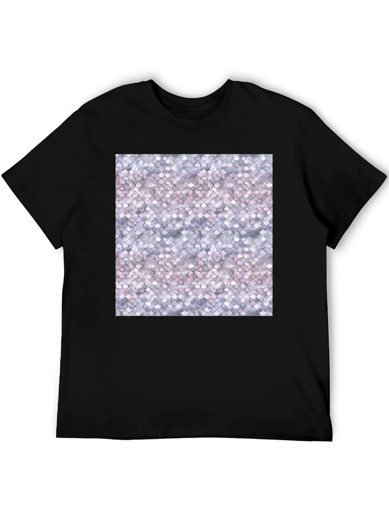 Black Mermaid Scale Pattern Tee - Stylish & Unique view 5