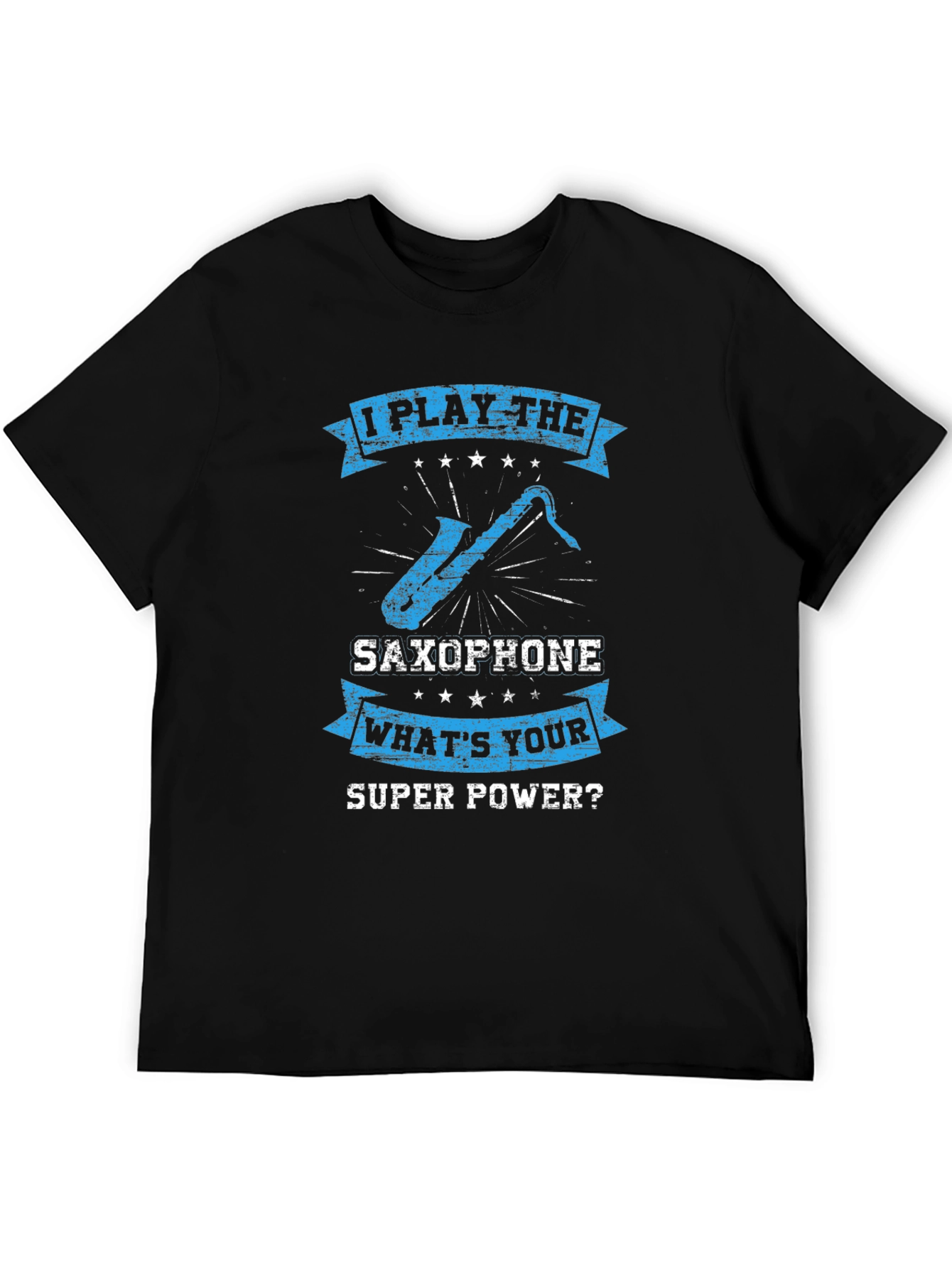 Black Saxophone Superpower T-Shirt - Musician Tee view 5