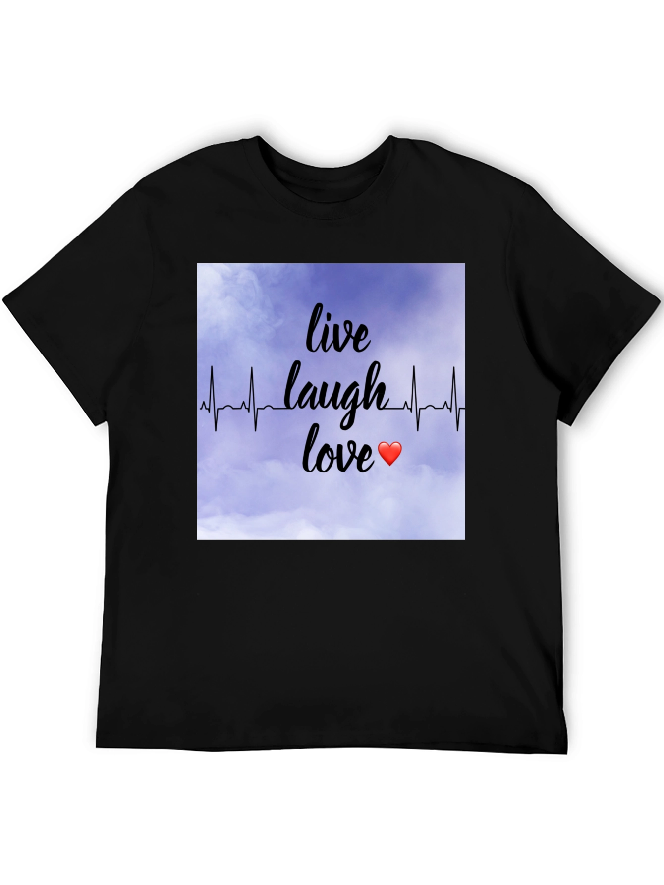 Black Live Laugh Love Heartbeat T-Shirt view 5