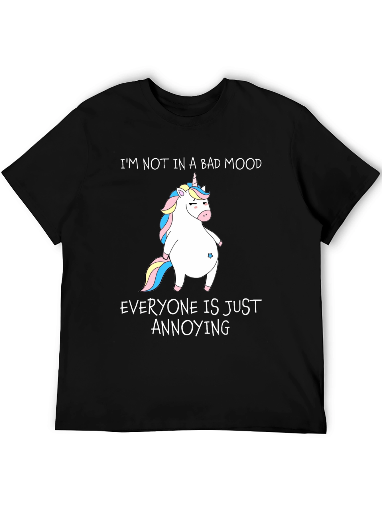 Black Funny Unicorn T-Shirt - I'm Not In A Bad Mood view 5