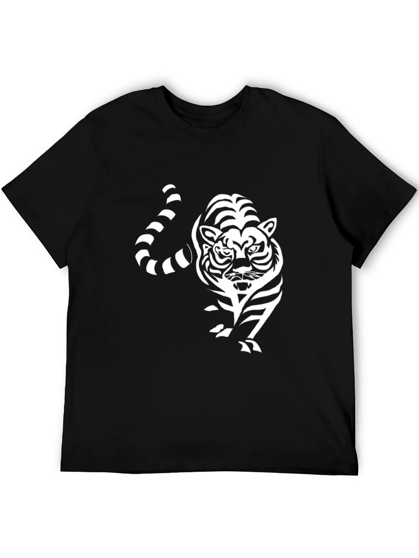 Black Striking Tiger Graphic Black T-Shirt view 5