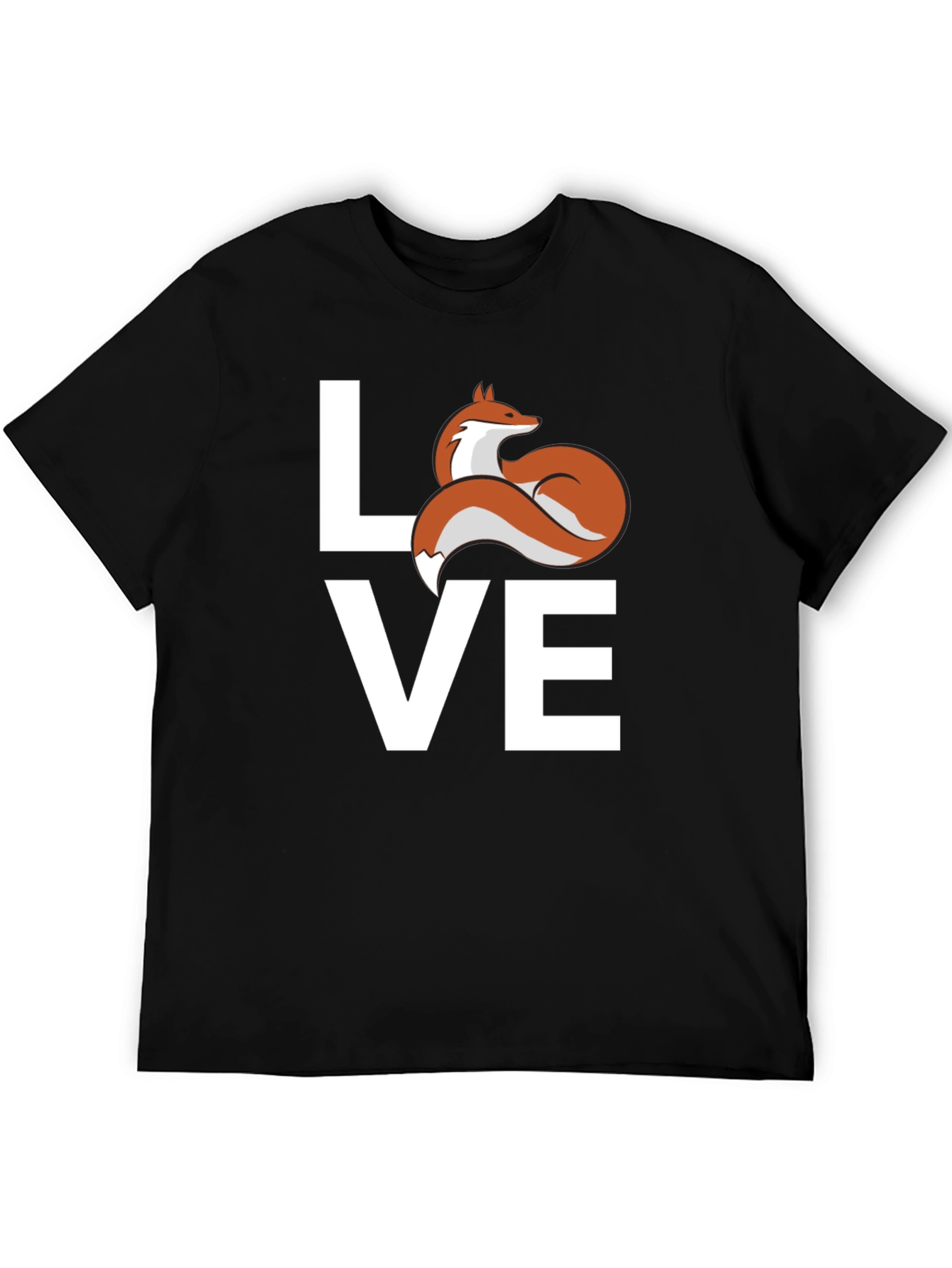 Black Love Fox Graphic T-Shirt - Cute Animal Tee view 5