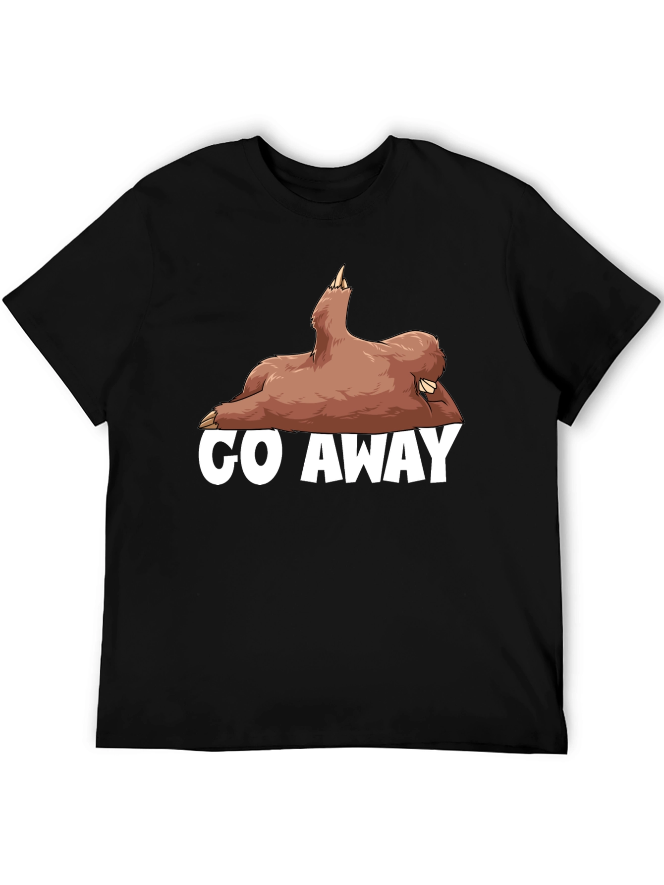 Black Go Away Sloth Graphic T-Shirt - Funny Casual Tee view 5