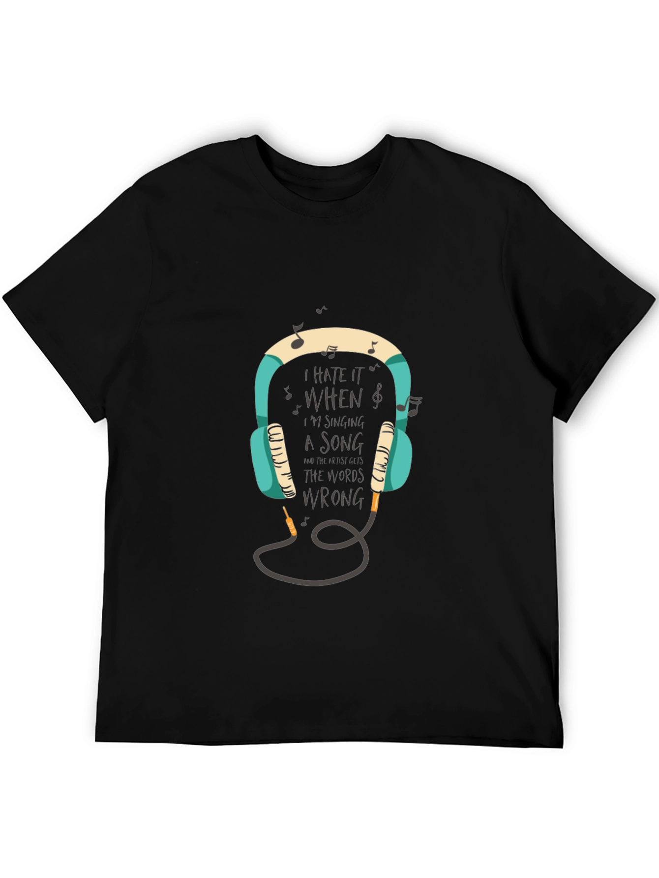 Black Music Lover's Tee: Headphones & Wrong Lyrics Humor view 5