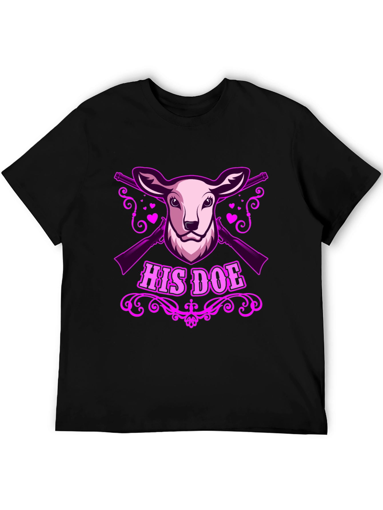 Black His Doe Graphic Tee - Hunting Couple Apparel view 5