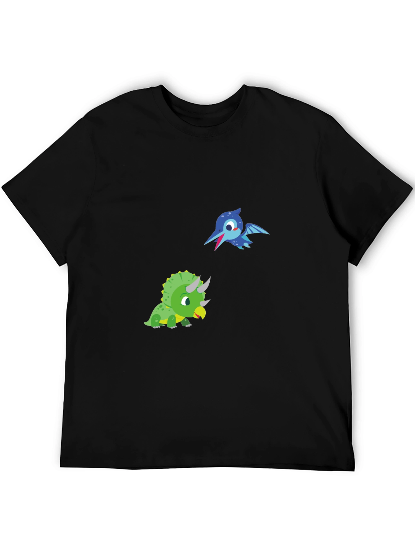 Black Dino Pals Black Tee - Cartoon Dinosaur T-Shirt view 5