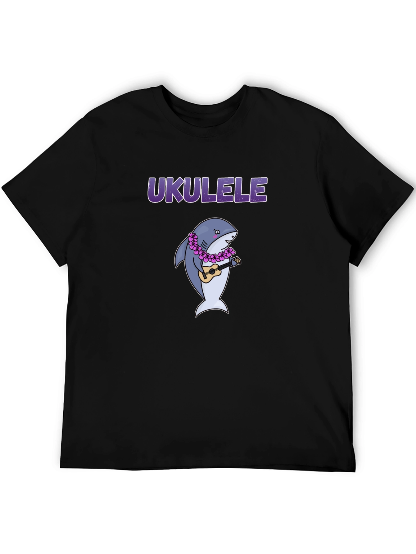 Black Ukulele Shark Graphic T-Shirt view 5