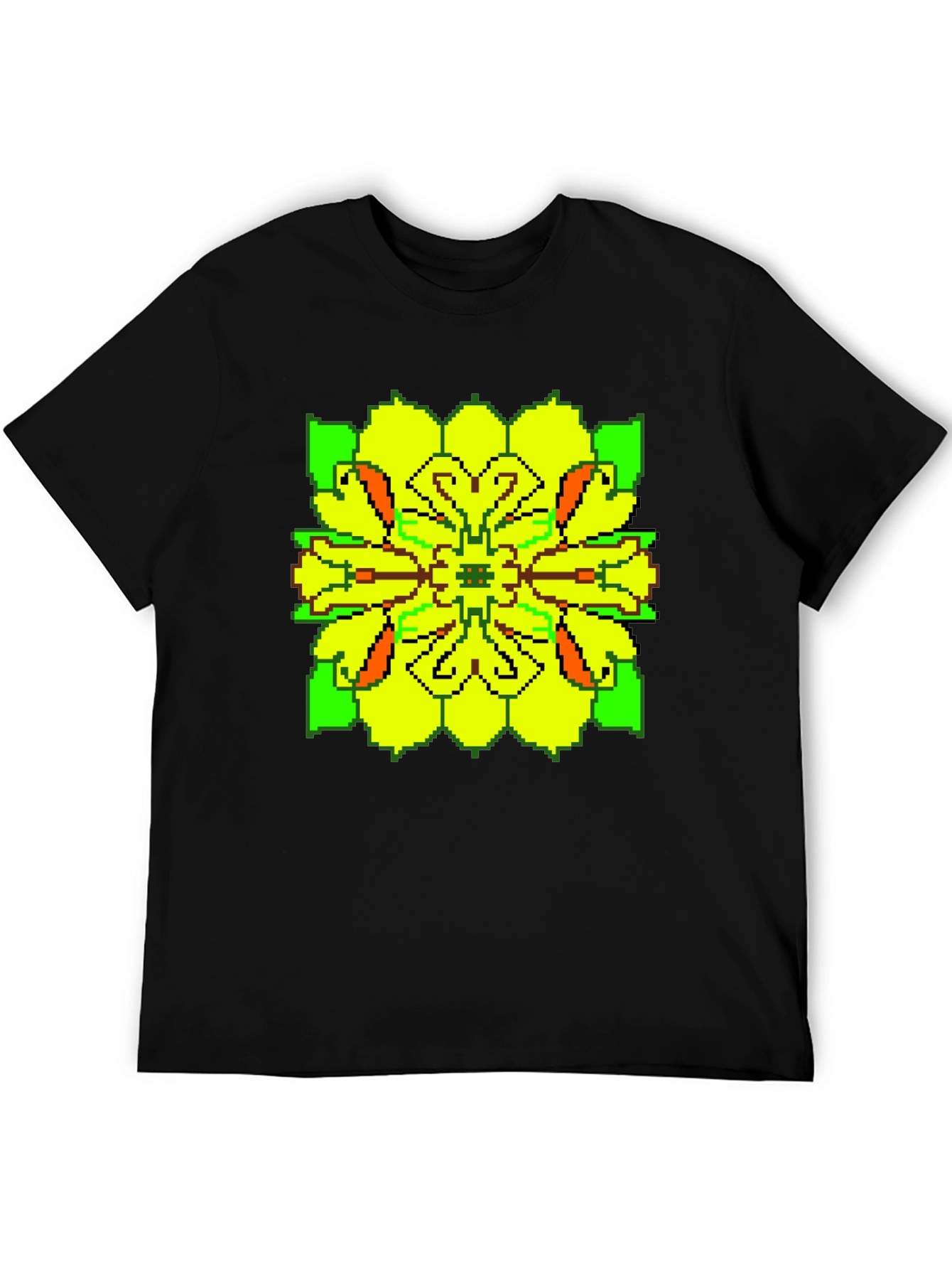 Black Pixelated Floral Graphic Tee - Retro Style view 5