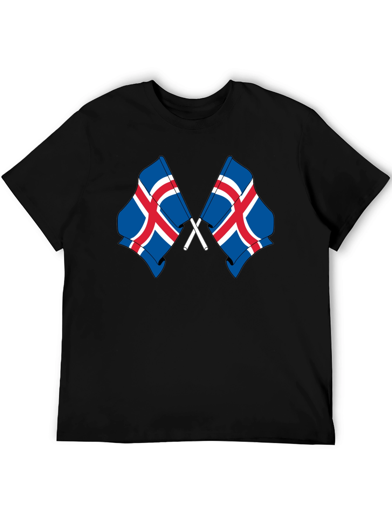 Black Icelandic Flags Graphic Tee - Black Cotton T-Shirt view 5