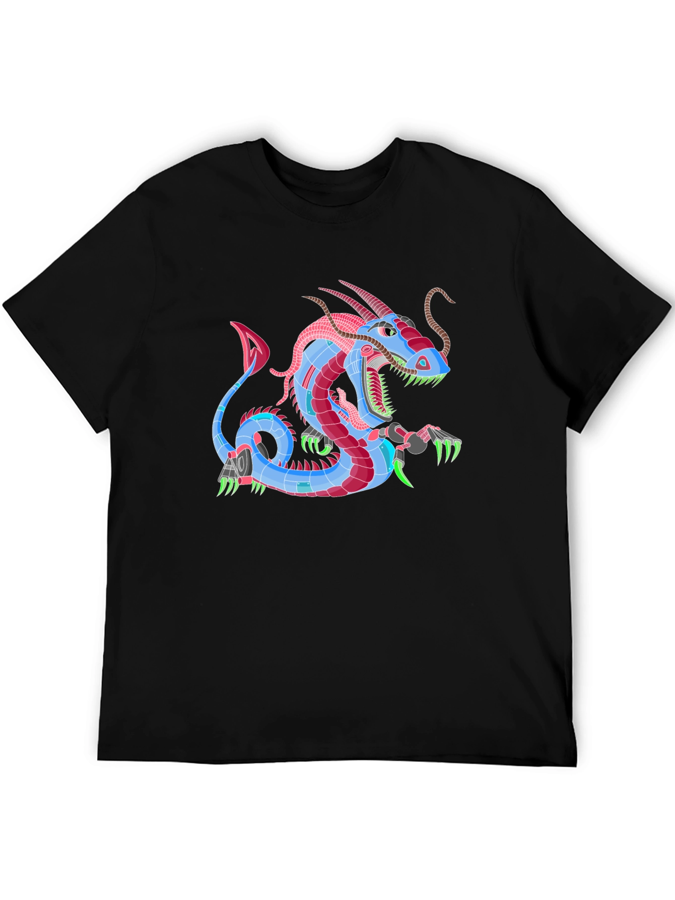 Black Cyberpunk Dragon Graphic Tee - Black view 5