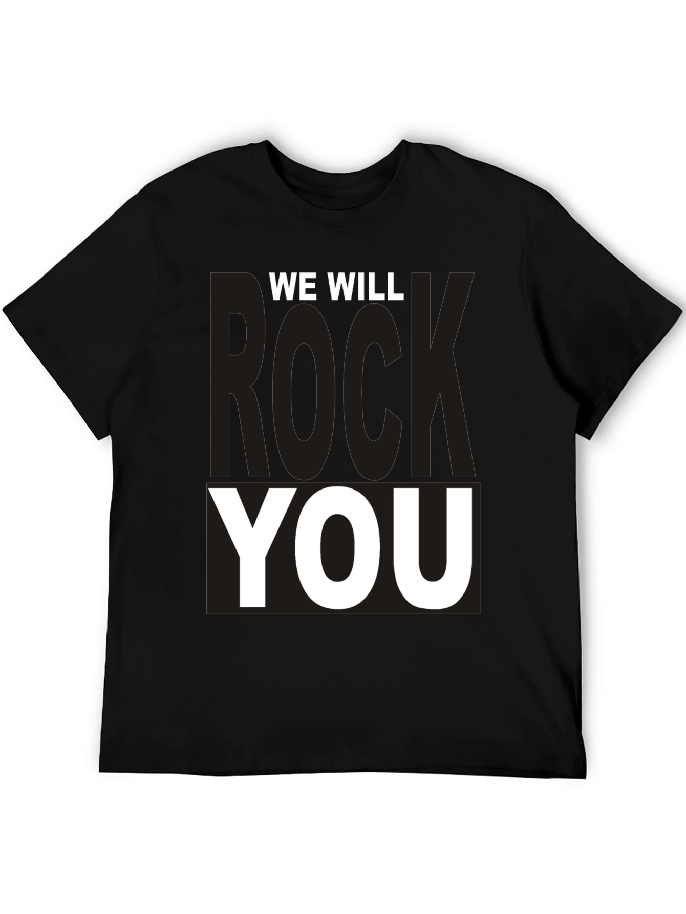 Black We Will Rock You Graphic Tee - Black Cotton T-Shirt view 5