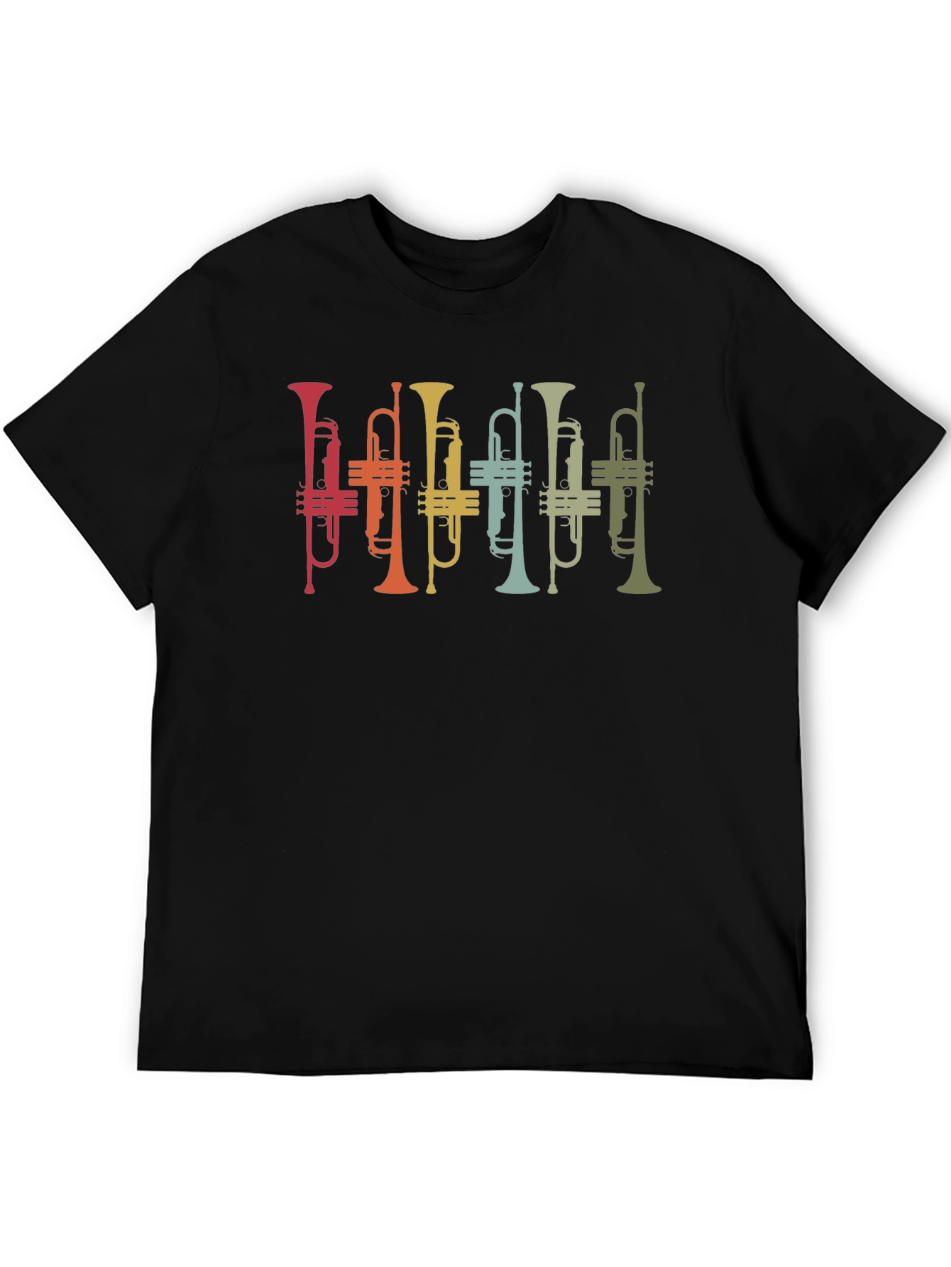 Black Retro Trumpet Band Graphic T-Shirt - Black view 5