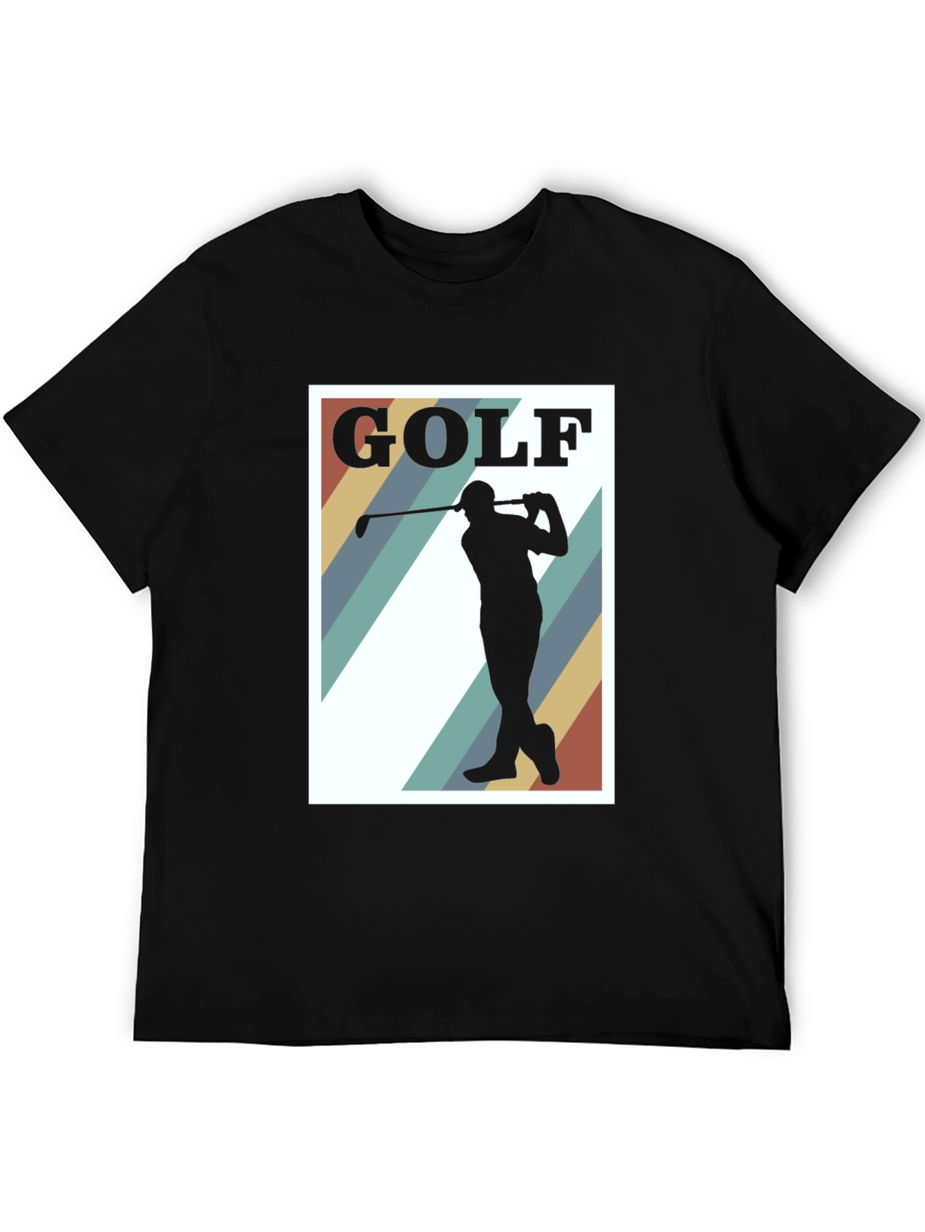 Black Golf Silhouette Tee - Retro Style Golfer T-Shirt view 5