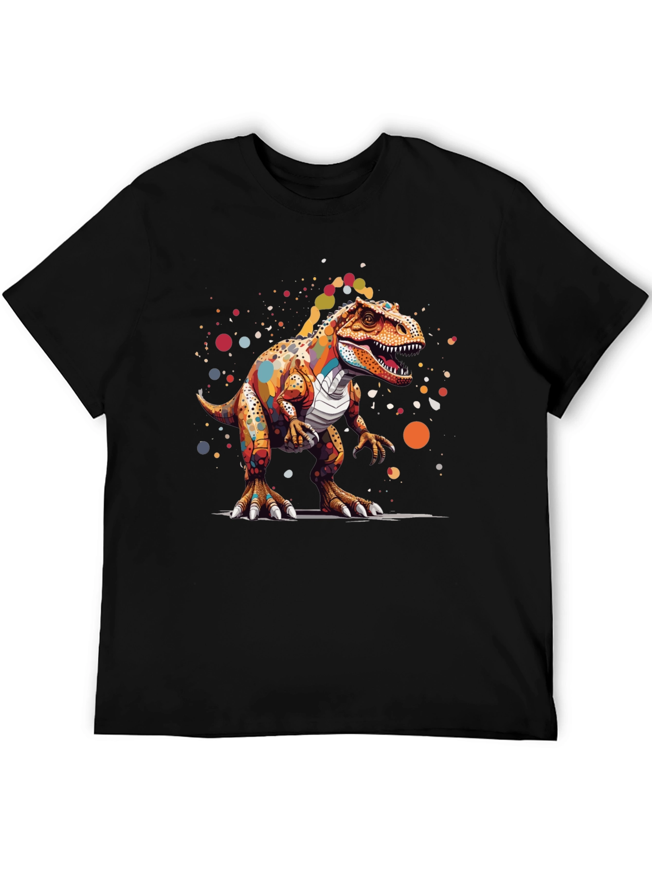 Black Colorful Dinosaur Graphic T-Shirt view 5