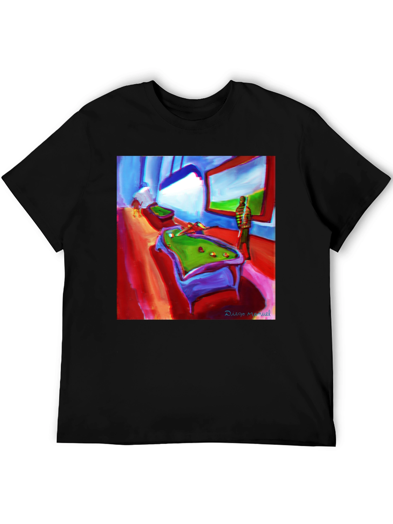 Abstract Pool Hall Painting Graphic T-Shirt - 5