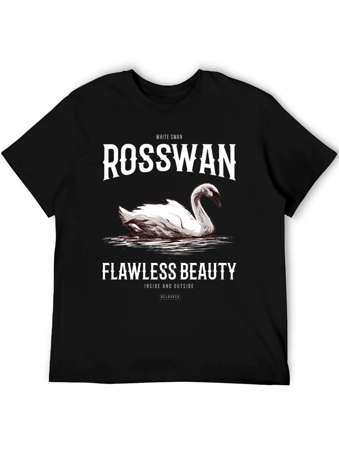 Black Rosswan White Swan Graphic Tee - Flawless Beauty T-Shirt view 5