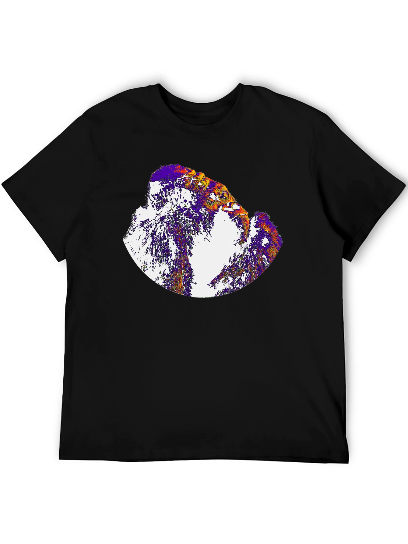 Black Abstract Eagle Graphic Tee - Black Cotton Blend Shirt view 5