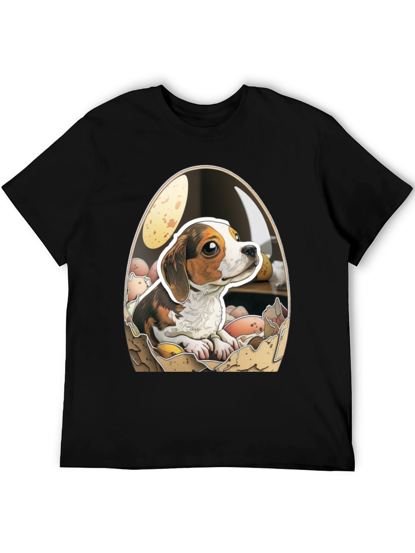 Black Eggcellent Beagle T-Shirt view 5
