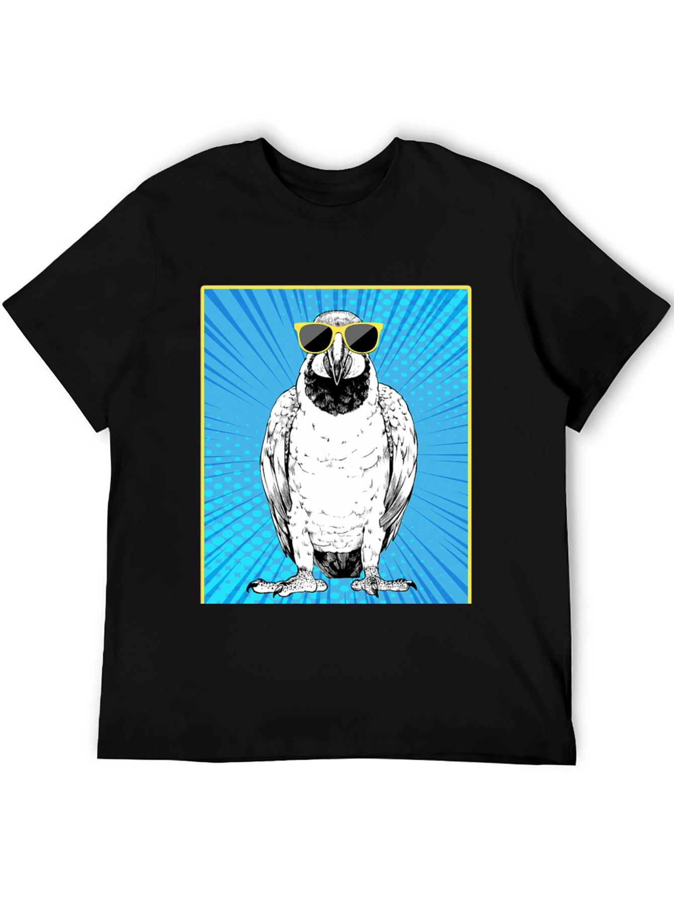 Black Cool Bird Graphic Tee - Black Cotton T-Shirt view 5