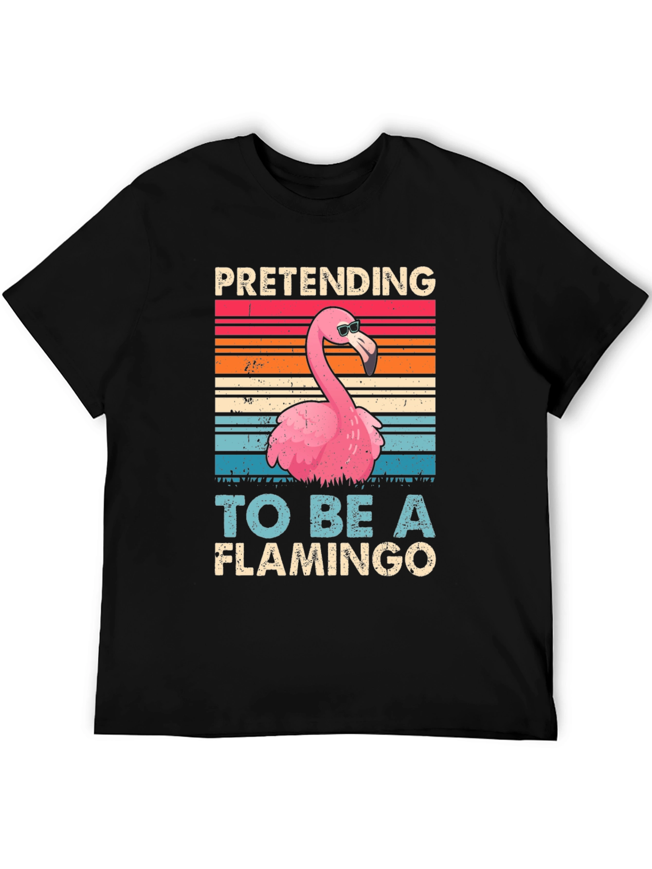 Black Funny Flamingo T-Shirt - Pretending to be a Flamingo view 5