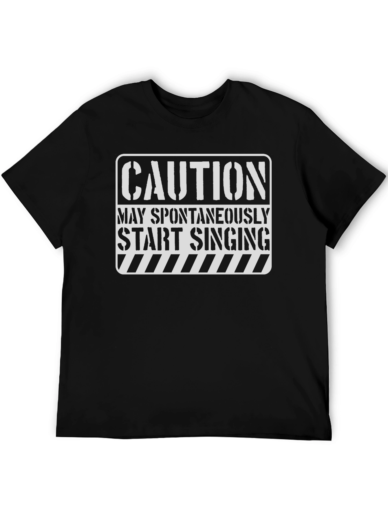 Black Caution May Spontaneously Start Singing Black T-Shirt view 5