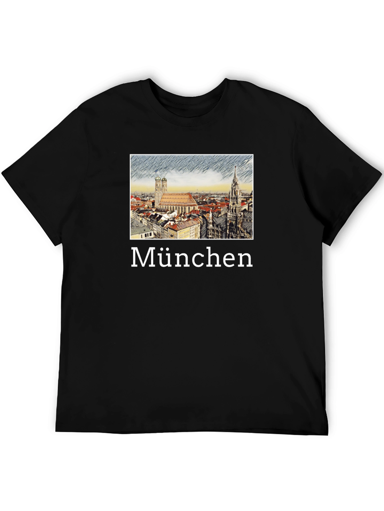 Munich Cityscape T-Shirt - Black - 5