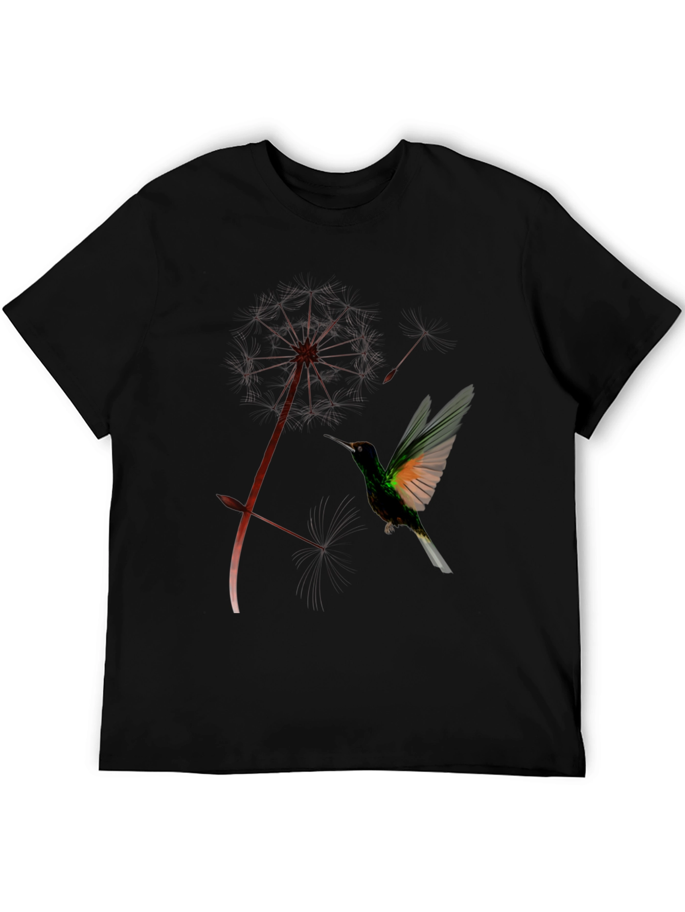 Black Hummingbird & Dandelion Black Graphic Tee view 5