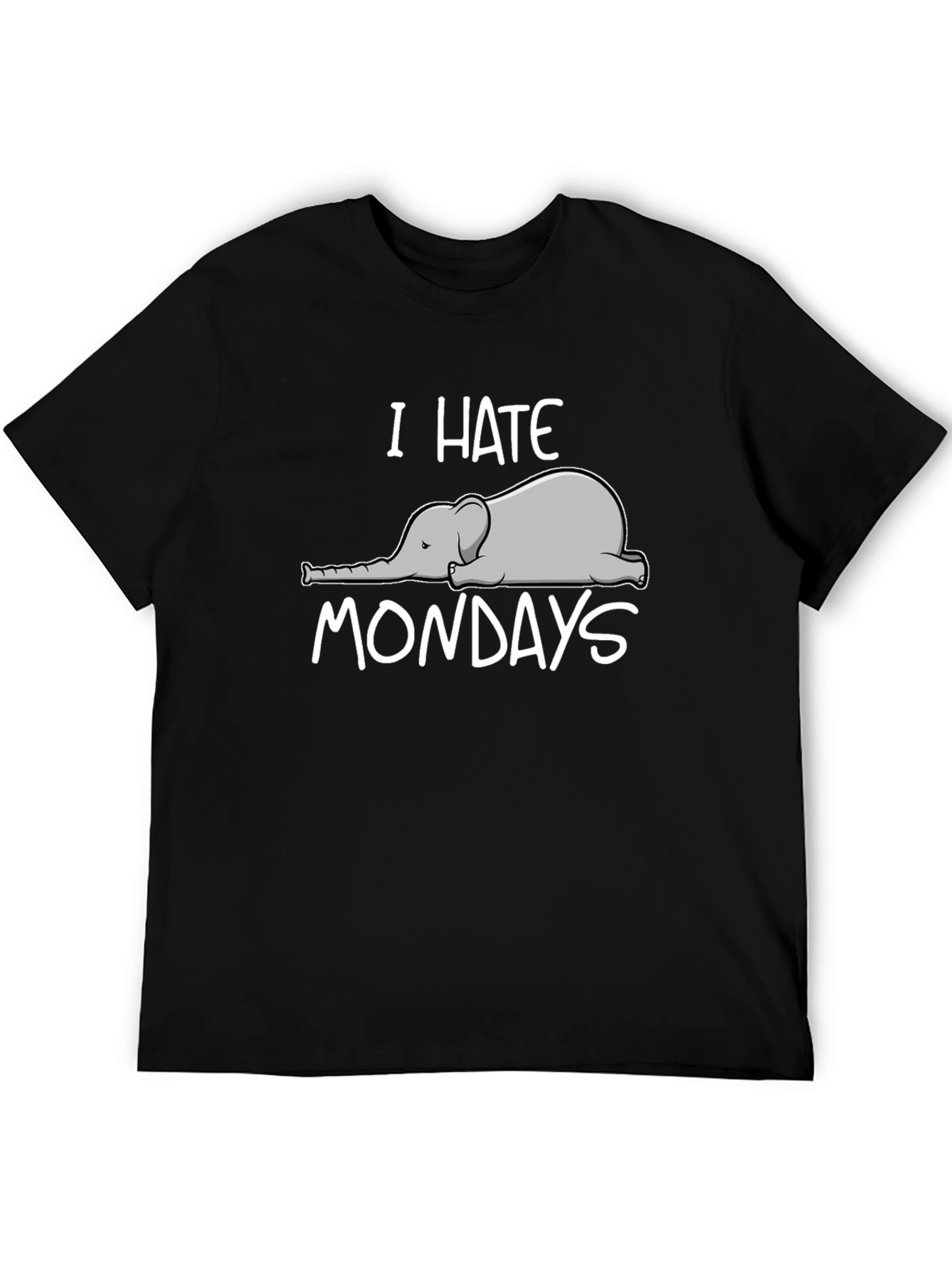 Black I Hate Mondays Elephant Graphic T-Shirt view 5