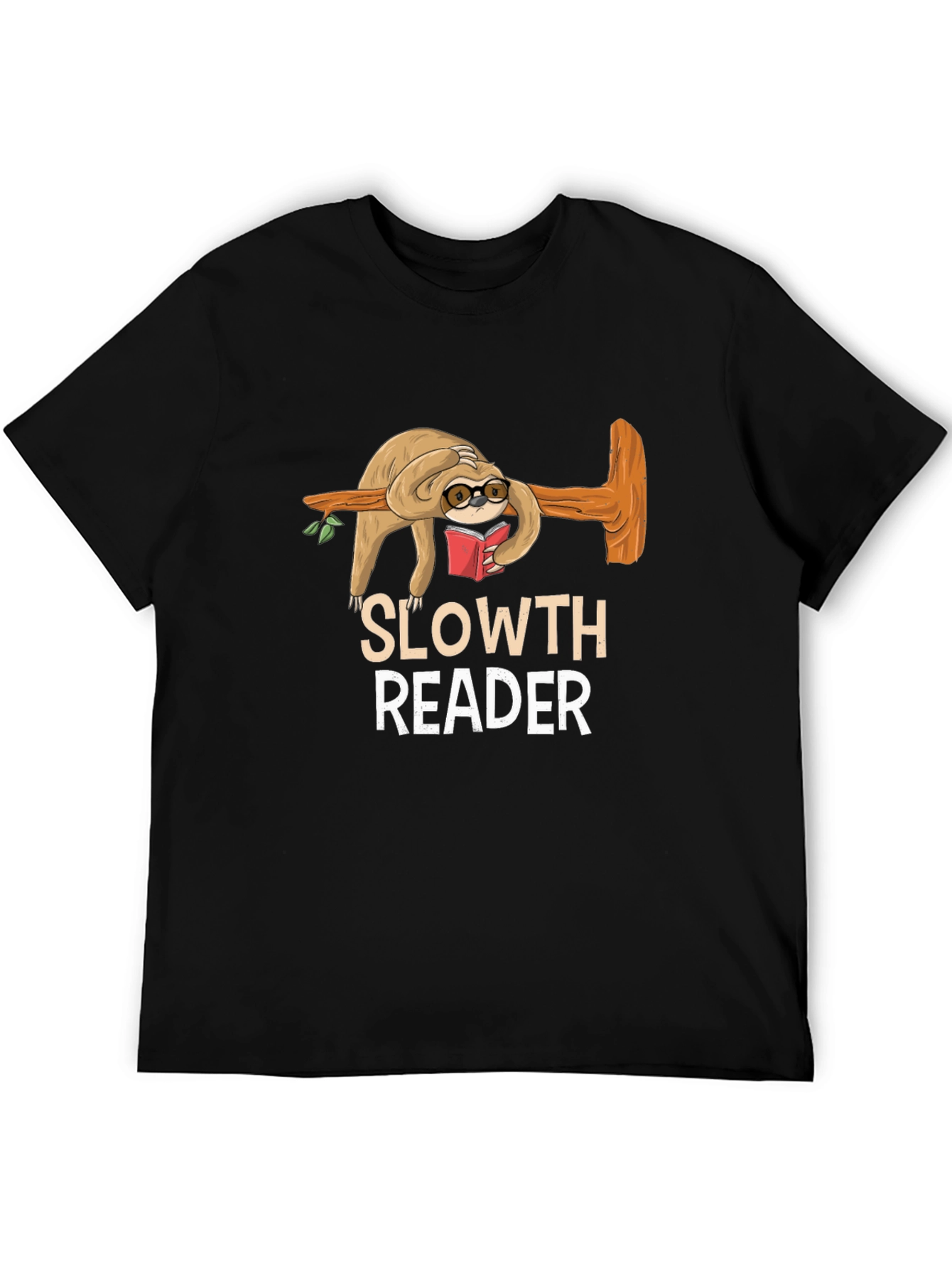 Black Sloth Reader Graphic Tee - Book Lover Shirt view 5