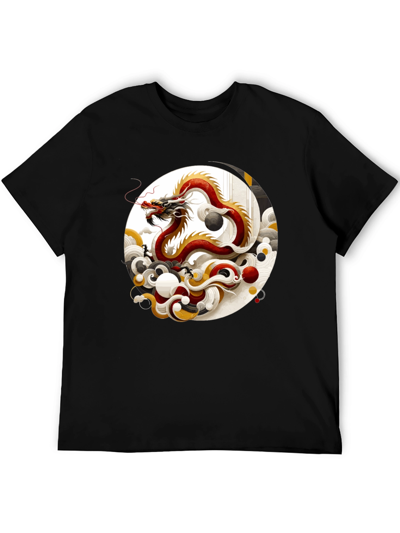 Black Yin Yang Dragon Graphic Tee view 5
